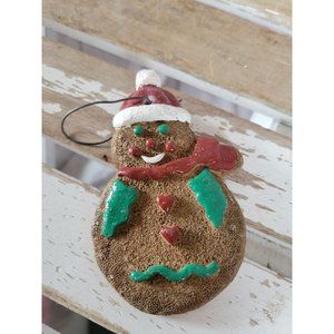 Snowman gingerbread cookie hat ornament Xmas holiday tree vintage